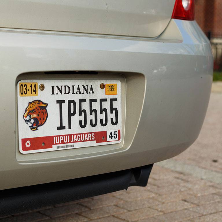 An IUPUI license plate.